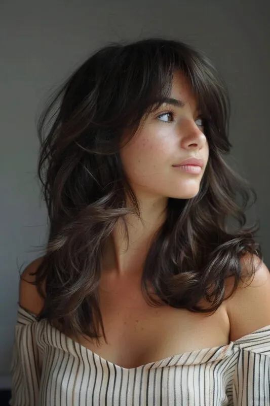 Tousled Layered Waves With Long Bangs