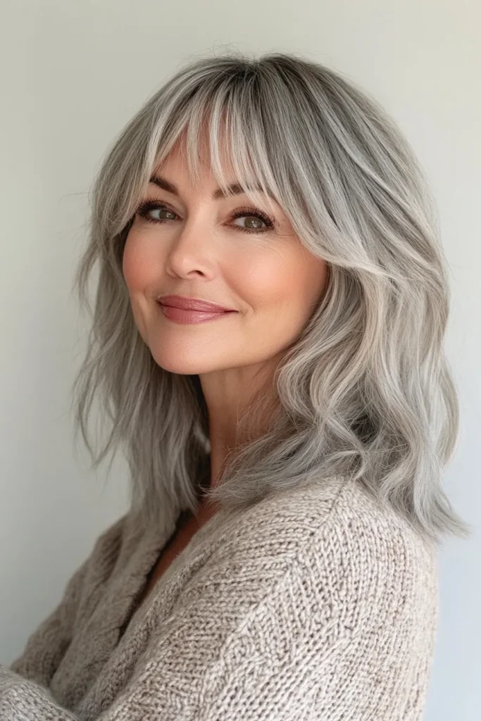 1. Silver Fox Soft Layers with Wispy Fringe