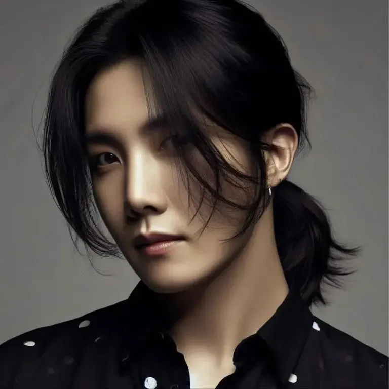 Korean Style Black Hair With Pony and Curtain Bangs
