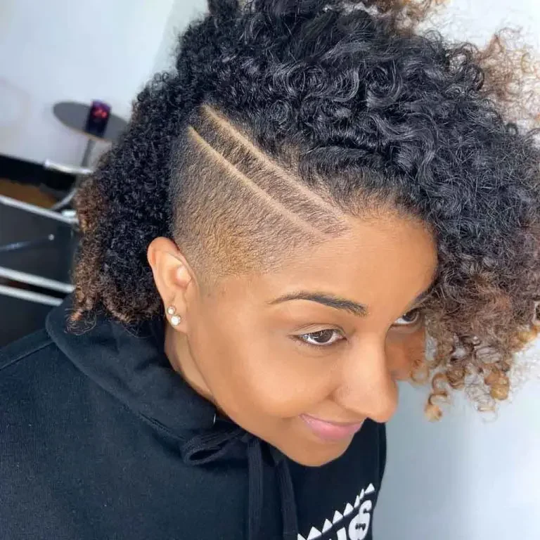 Side-Shaved Curly Hair With Clean Lines
