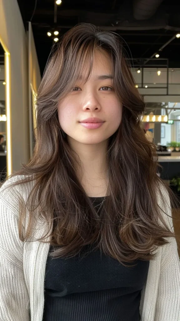 Long Hair with Curtain Bangs