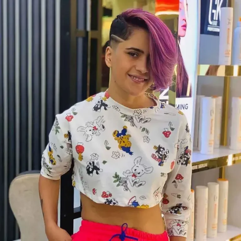 Voluminous Purple Pixie With Side-Cut