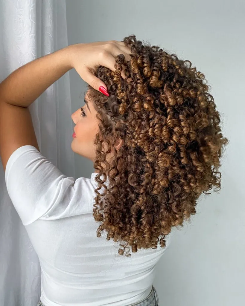 Cinnamon Brown Curly Butterfly Haircut