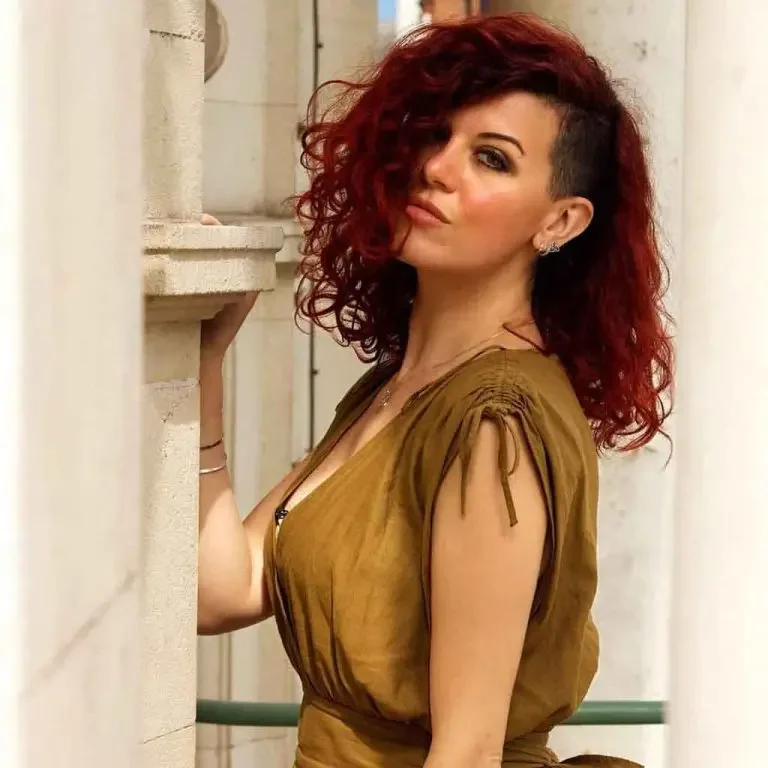Curly Wavy Red Hair With Side-Cut