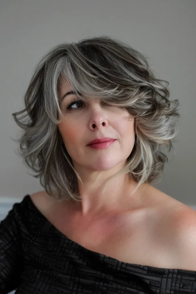 Soft Charcoal Swooping Fringe