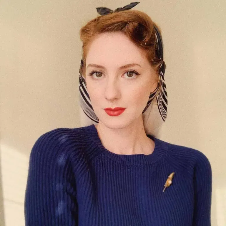 Scarf Snood Style With a Victory Roll in Front