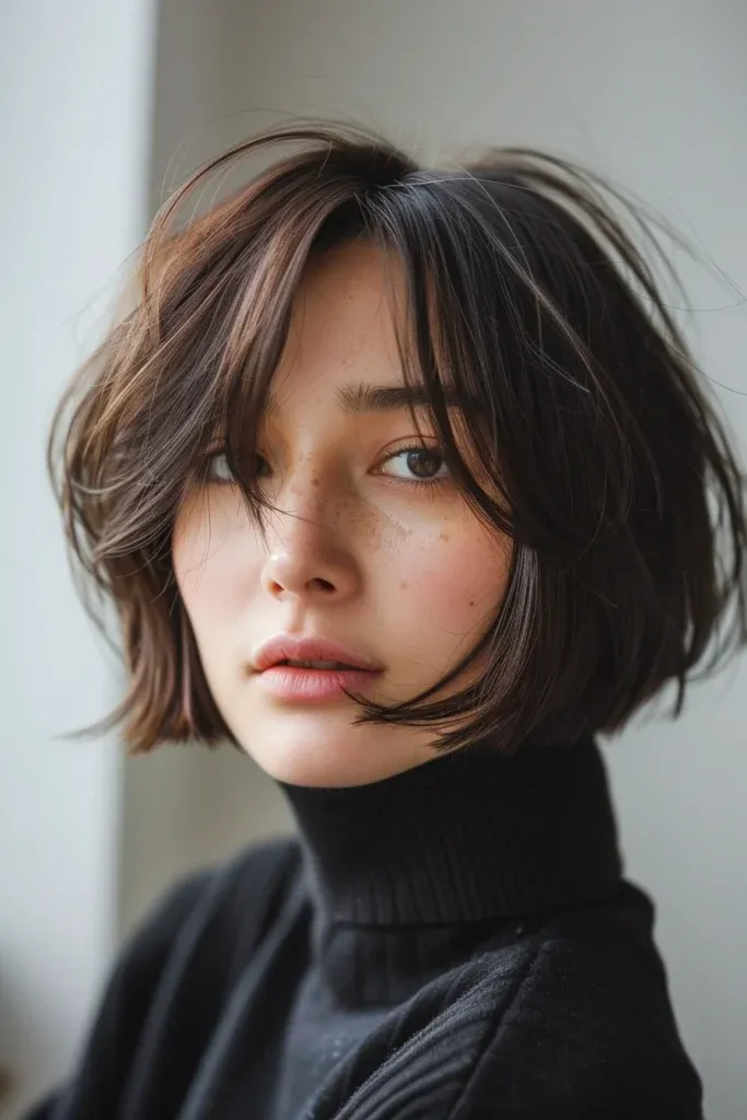 Stunning Short Bob with Wispy Bangs
