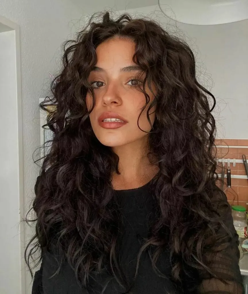 Sweet Curly Chocolate Brunette Butterfly Haircut