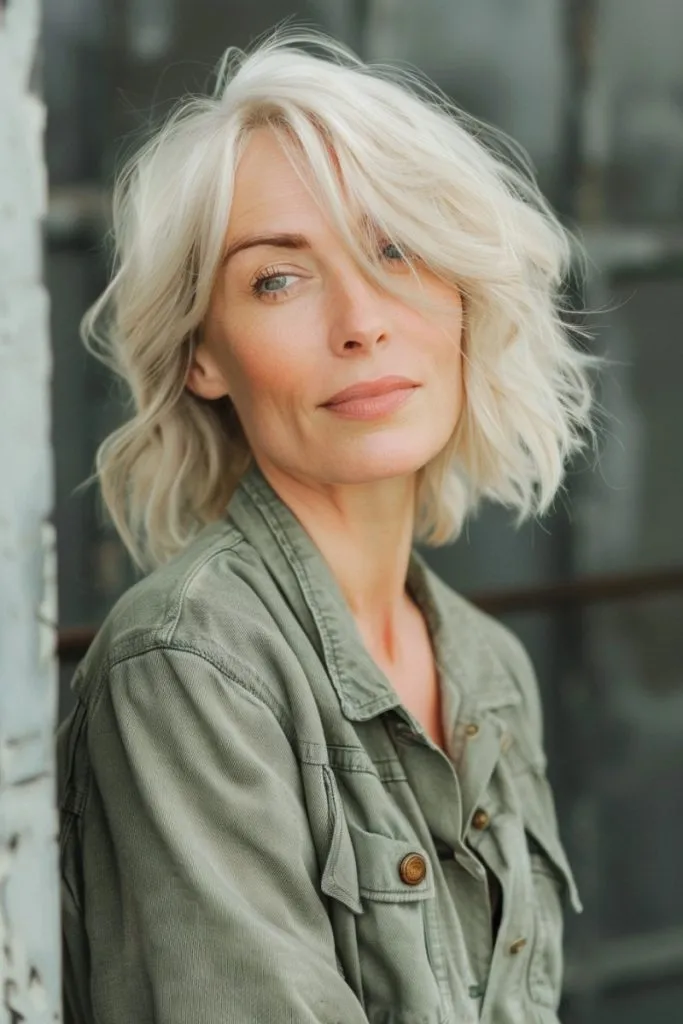Platinum Side-Swept Bangs