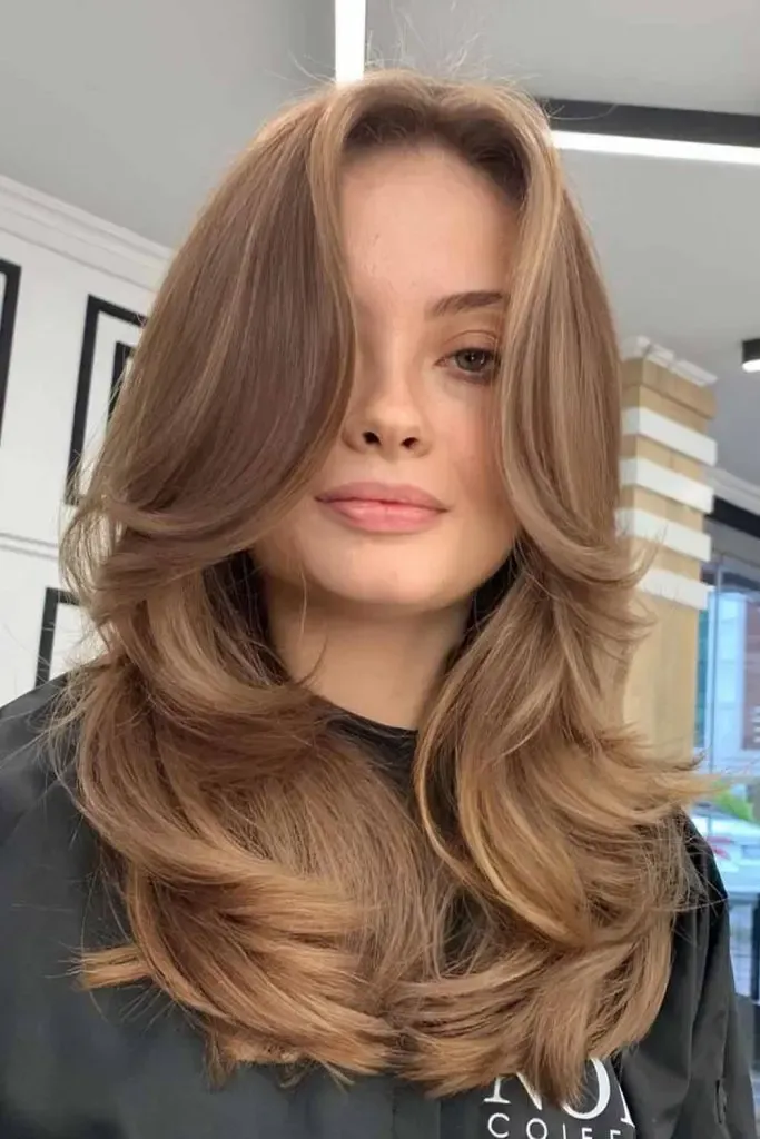 Medium Length Butterfly Cut with Curtain Bangs