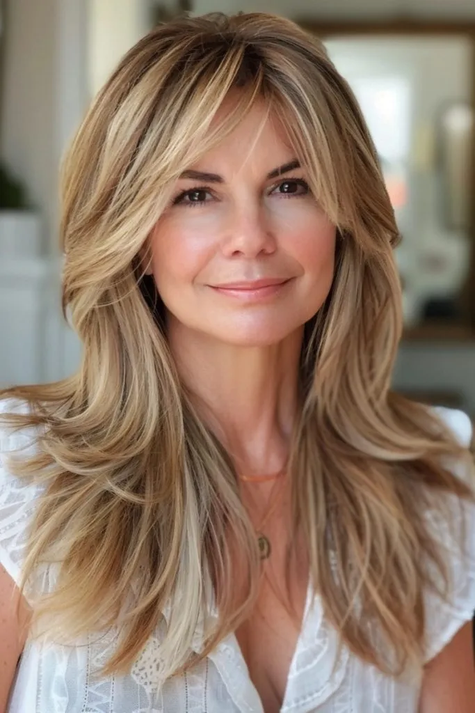 Wispy Caramel Curtain Bangs