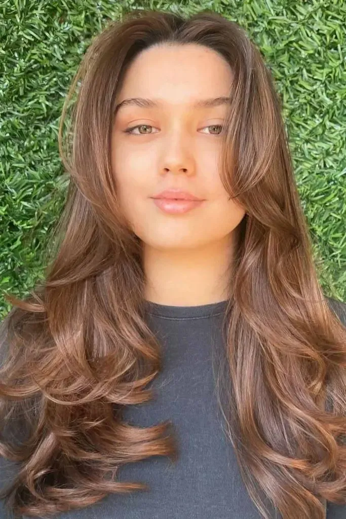 Long Brown Butterfly Haircut