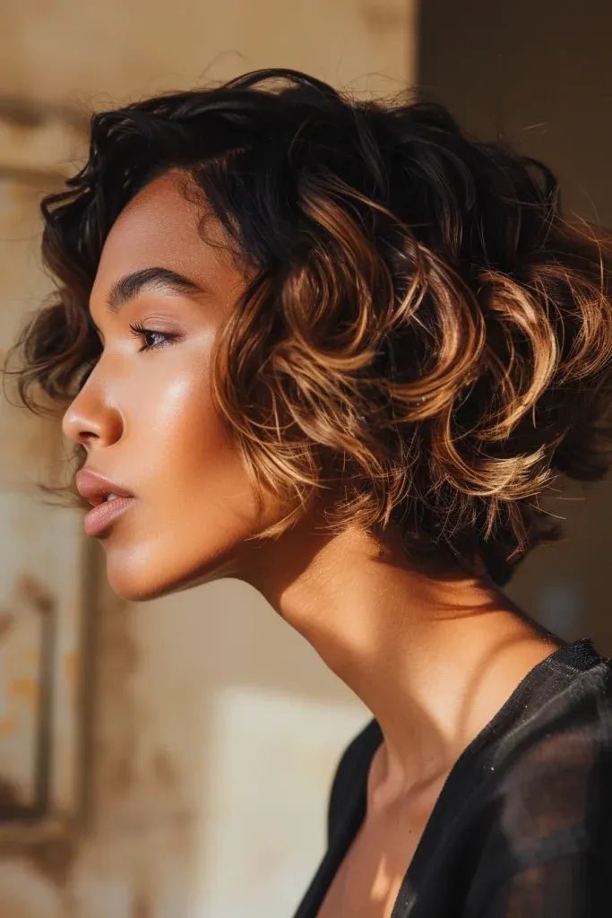 Balayage Curls Short Bob