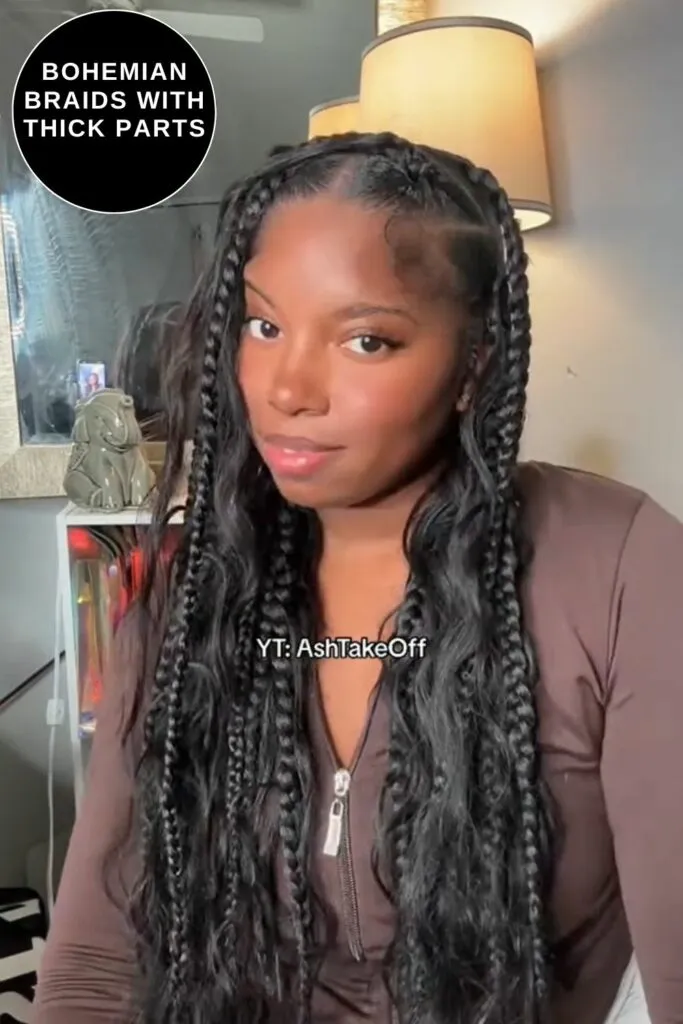 Bohemian Knotless Braids (Big Parts)