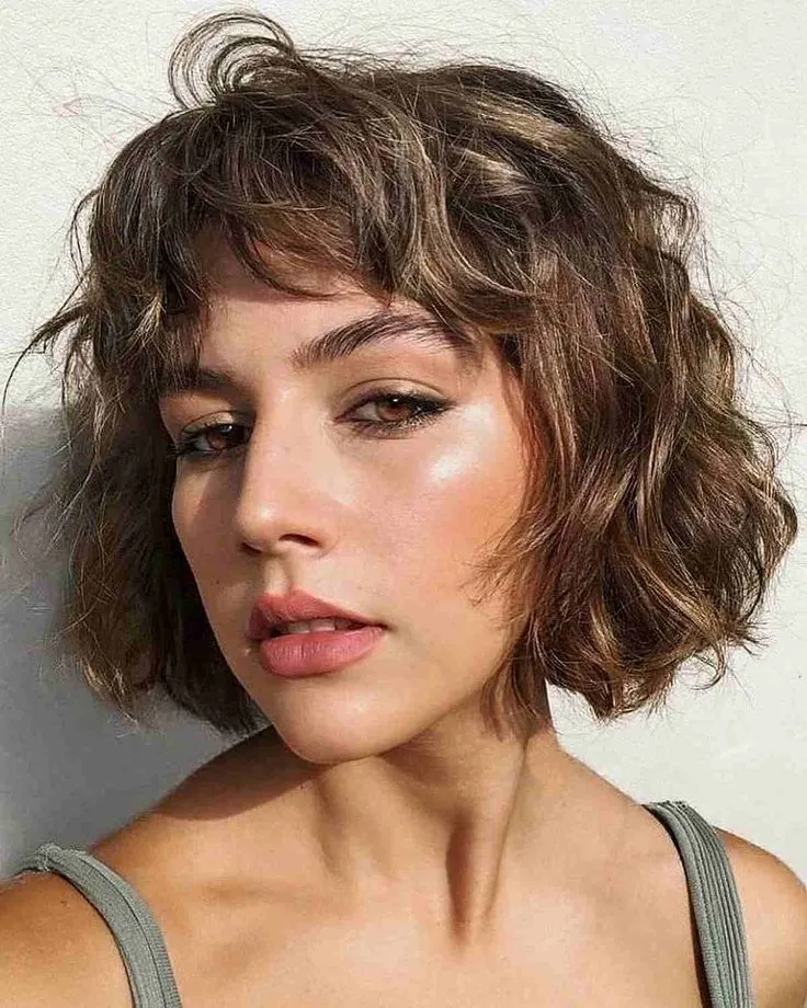 French Wavy Bob With Short Bangs