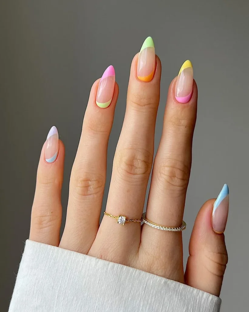 1. Simple Pastel Rainbow Spring Nail Designs