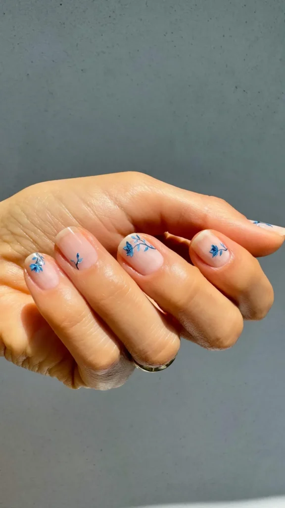 Blue Flower Nail Art