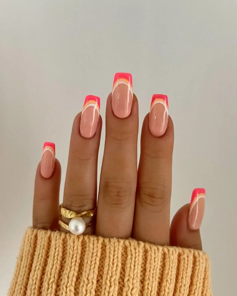 Retro Coffin Shaped French Manicure