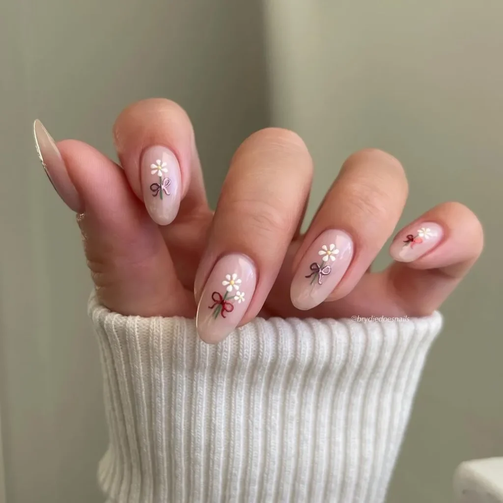 Cute + Simple Spring Bouquet Nail Art