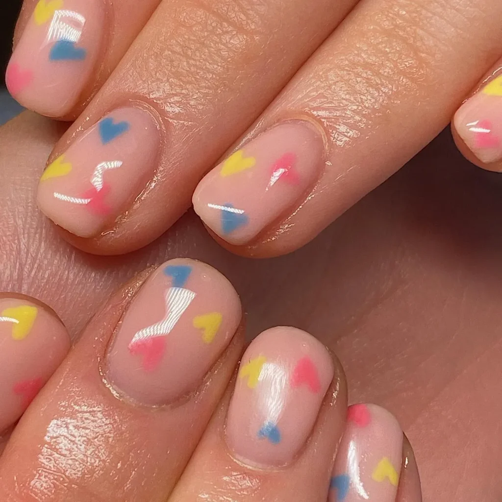 Pastel Heart Nail Art