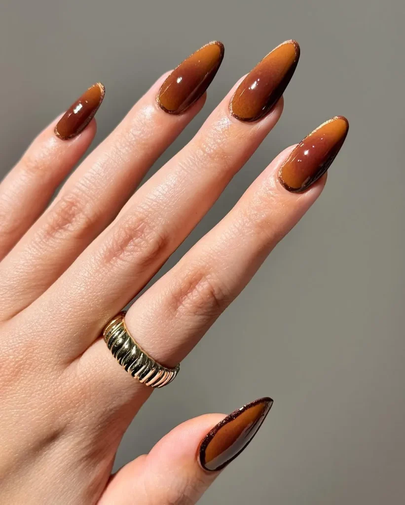 Trendy Chocolate Ombre Spring Nail Designs