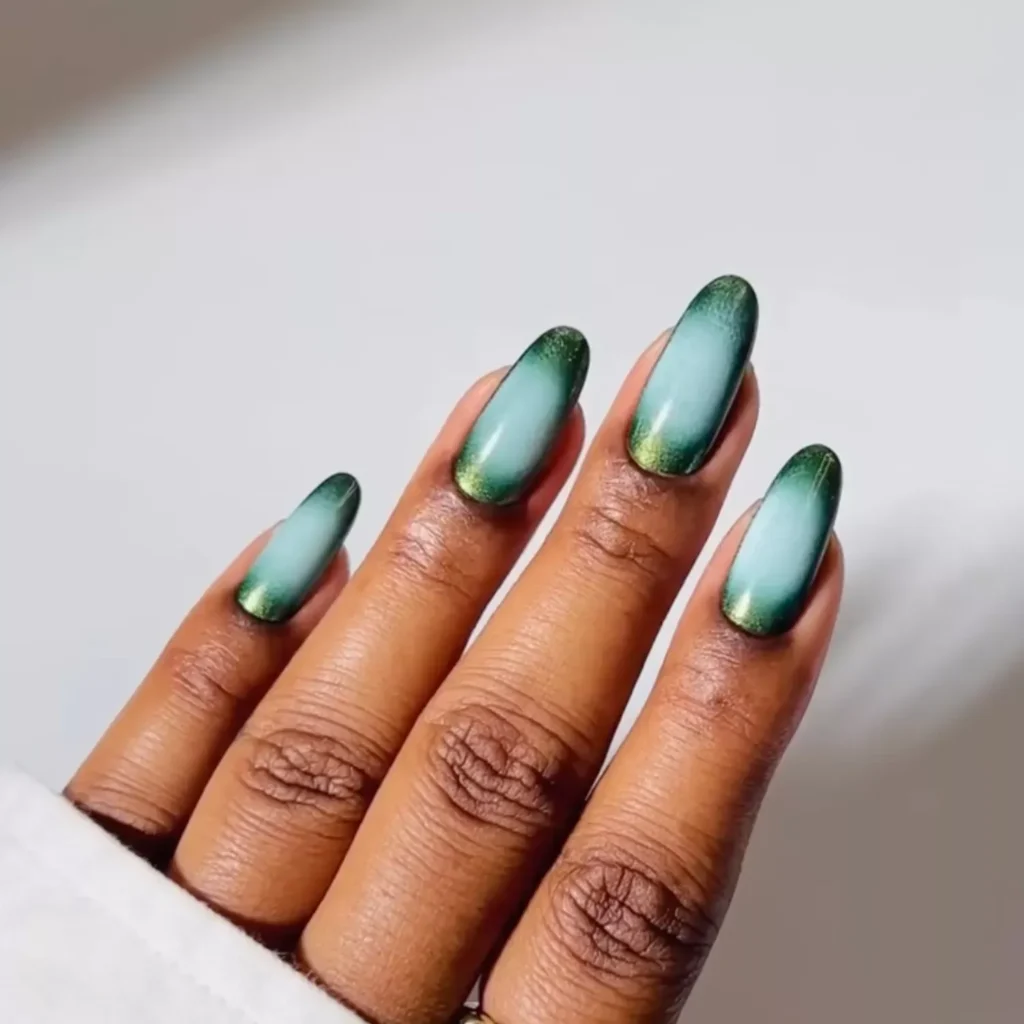 Aquamarine and Green Aura Nails