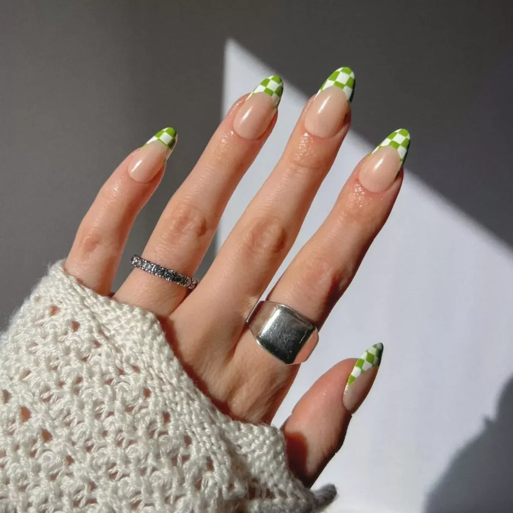 Green Check French Tips
