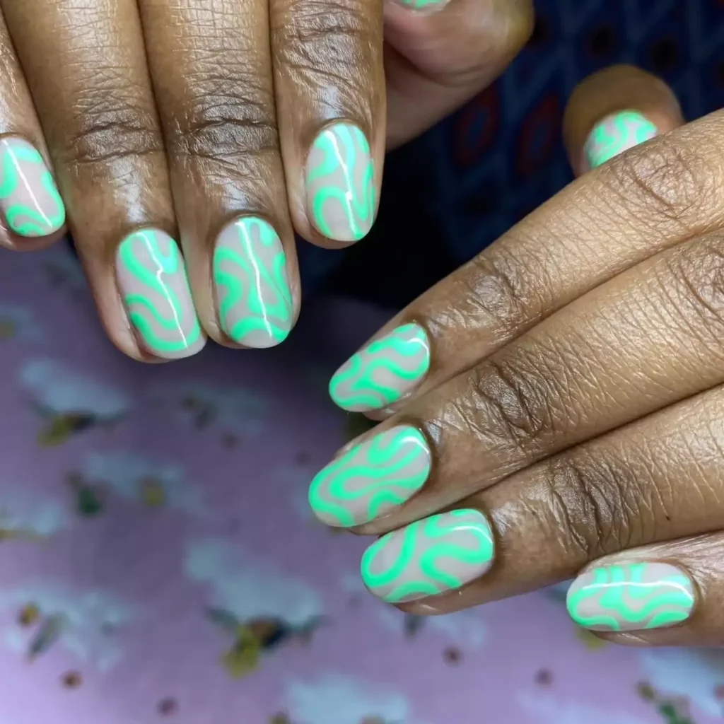 Groovy Neon Mint Swirls