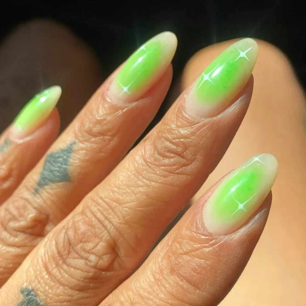 Iridescent Green Aura Nails