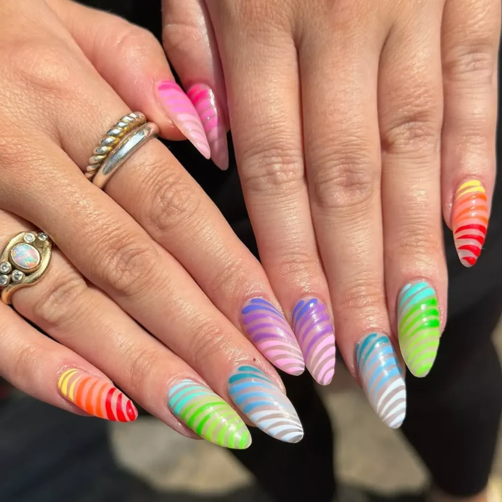 Negative Space Ombre Rainbow Swoops