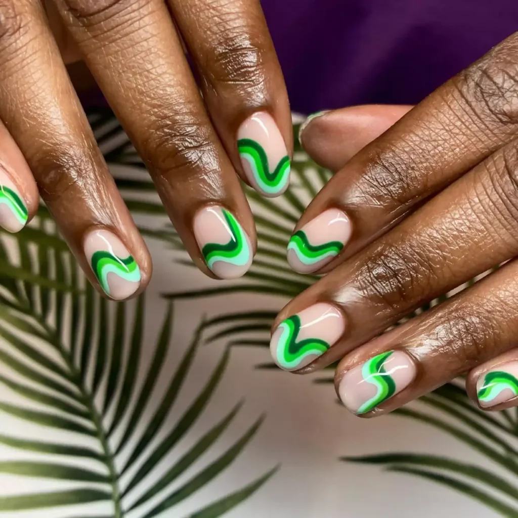 4 Retro Green Swirls