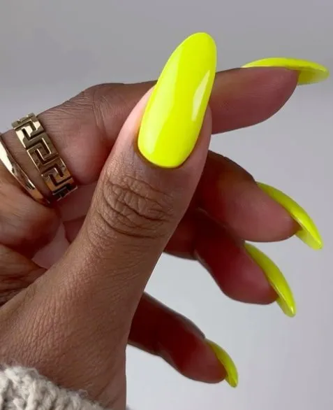 Long neon yellow nails